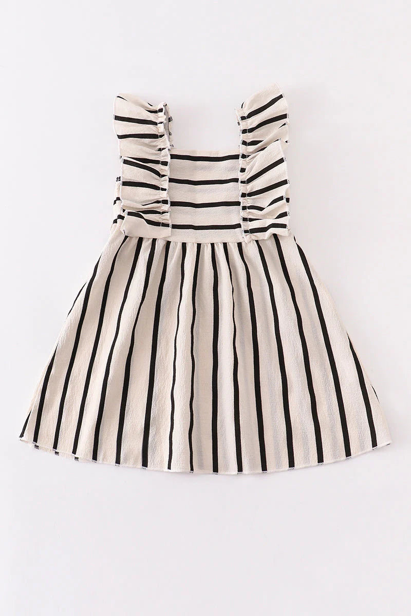 ANABEL Black Stripe Ruffle Dress