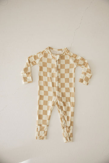 FOREVER FRENCH Vanilla Wafer Checkerboard | Bamboo Zip Pajamas (COLLECTIVE)