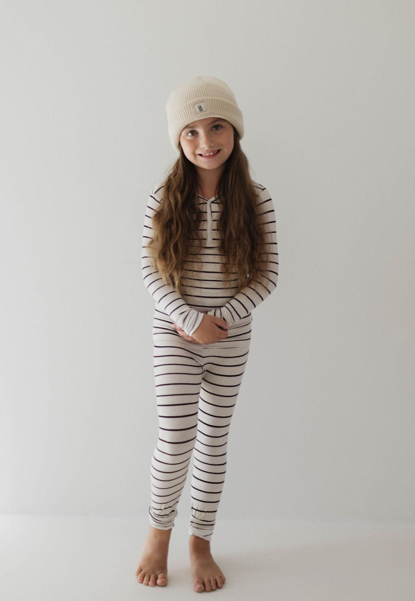 FOREVER FRENCH Grey & Black Stripe | Two Piece Bamboo Pajamas (COLLECTIVE)