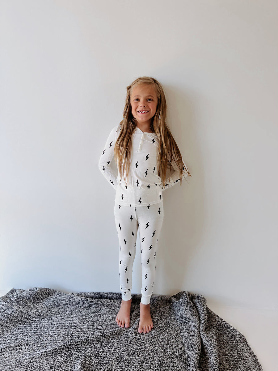 FOREVER FRENCH Black & White Lightning Bolt| Two Piece Bamboo Pajamas (COLLECTIVE)