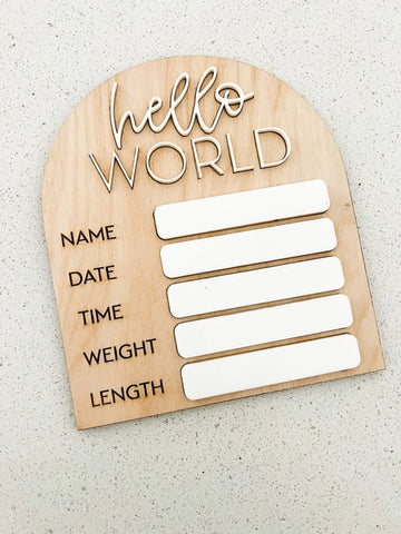 HELLO WORLD ARCH WOOD SIGN | BABY