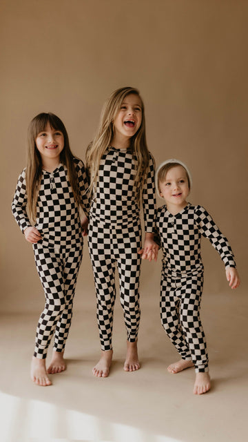 FOREVER FRENCH Black Checkered | Bamboo Two Piece Pajamas (COLLECTIVE)