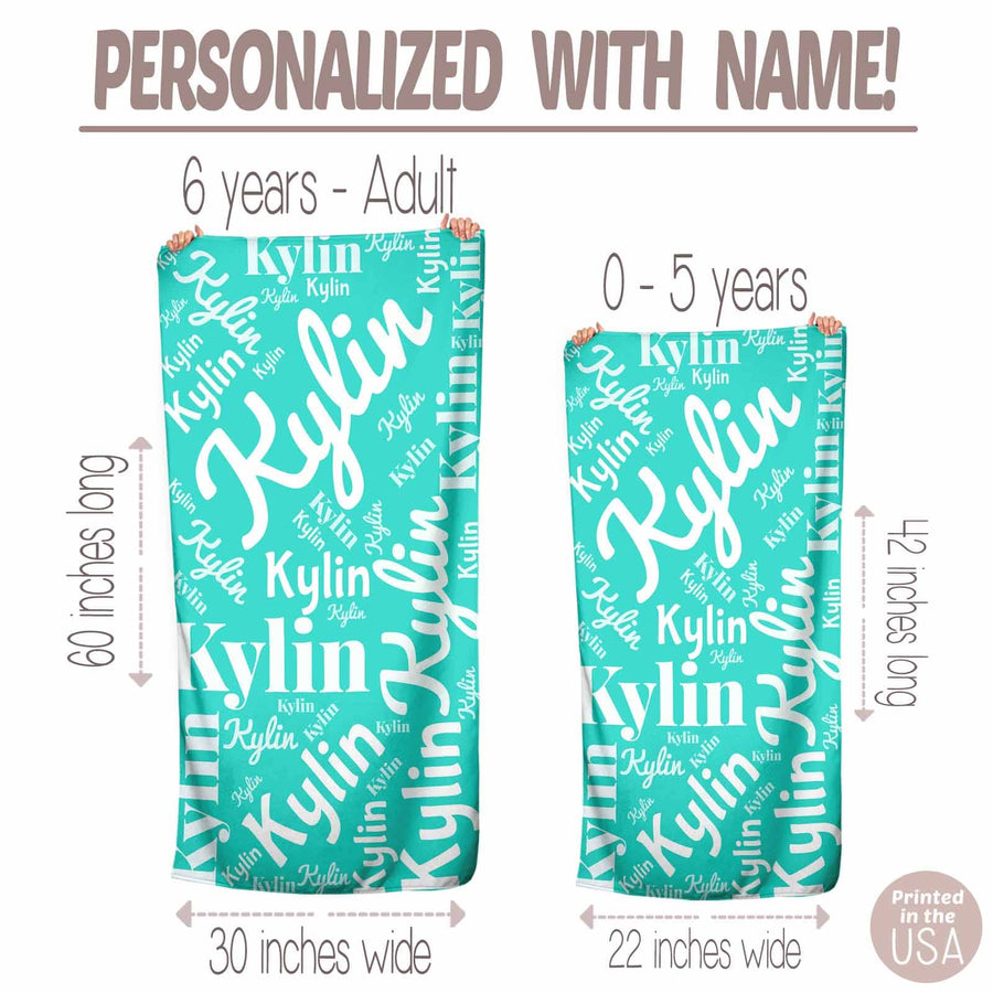 (PRE-ORDER) PERSONALIZED NAME BEACH TOWELS | KIDS (42IN)