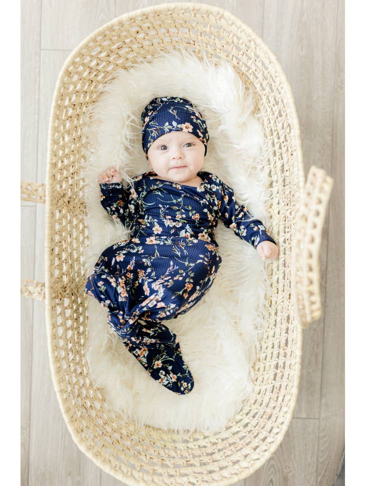 MEBIE BABY KNOT GOWN  | NAVY FLORAL