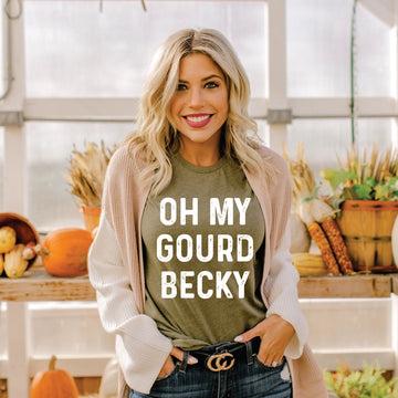OH MY GOURD BECKY FALL GRAPHIC WOMEN'S TEE | OLIVE