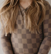 FOREVER FRENCH Faded Brown Checkerboard | Bamboo Two Piece Pajama (COLLECTIVE)