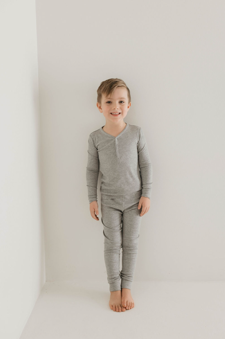 FOREVER FRENCH Ribbed Grey | Two Piece Bamboo Pajamas (COLLECTIVE)