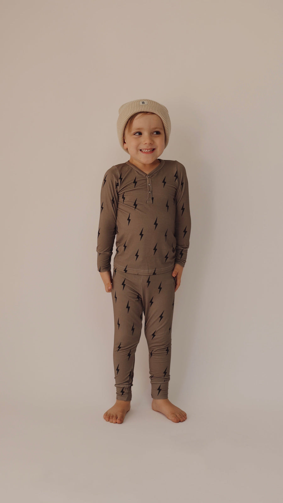 FOREVER FRENCH Brown & Black Lightning Bolt | Bamboo Two Piece Pajamas (COLLECTIVE)