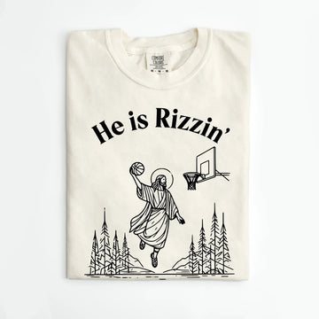 MUGSBY HE IS RIZZIN' ADULT EASTER TEE