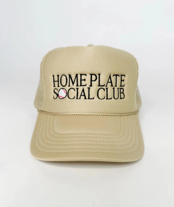 P+P HOME PLATE SOCIAL CLUB TRUCKER HAT | TAN