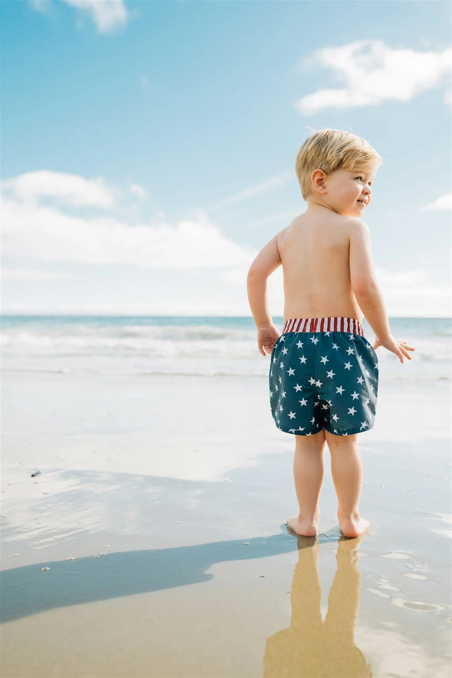 MEBIE BABY Stars + Stripes Surf Swim Shorts