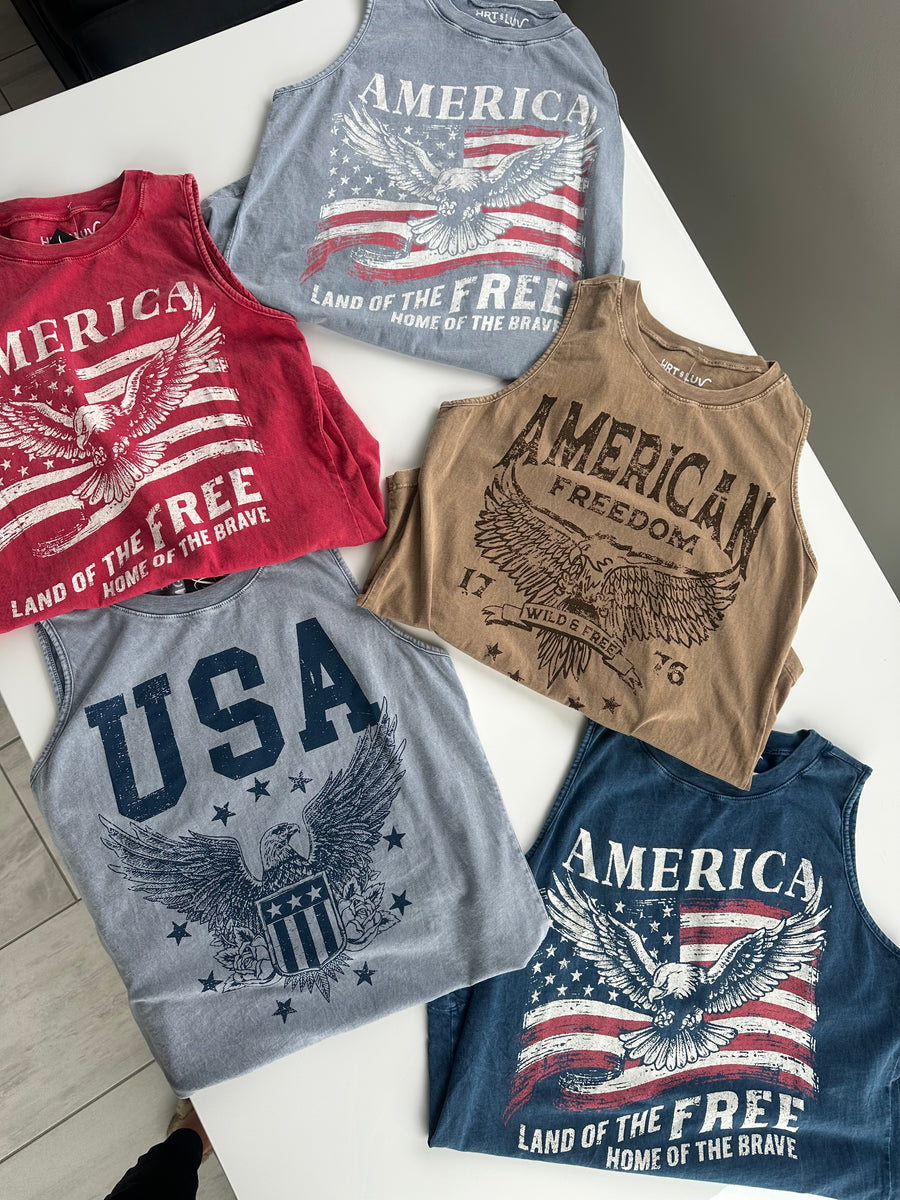 USA GRAPHIC TANK | MINERAL VINTAGE BLUE