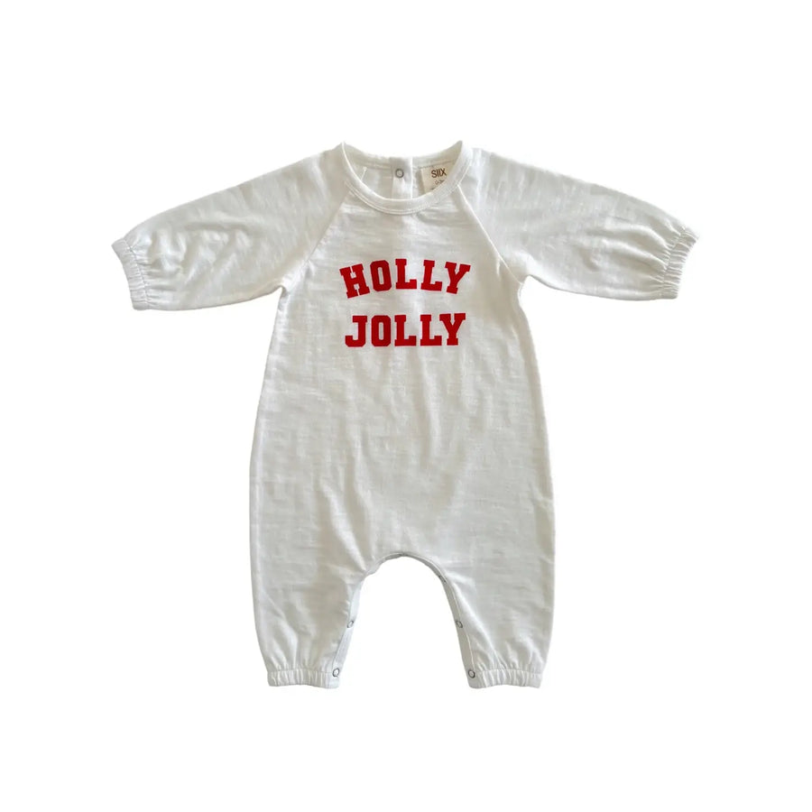 HOLLY JOLLY BABY ROMPER | WHITE