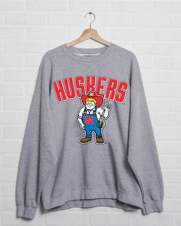 Nebraska Huskers Herbie Mascot Vintage Sweatshirt | Gray