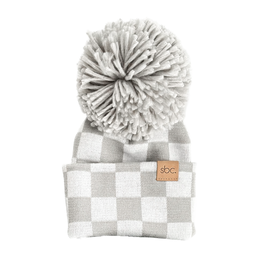 SHORE BABY The Newborn Beanie — Pewter + White Checkered (COLLECTIVE)