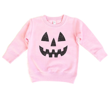 PUMPKIN SMILEY HALLOWEEN SWEATSHIRT | KIDS + BABY | PINK