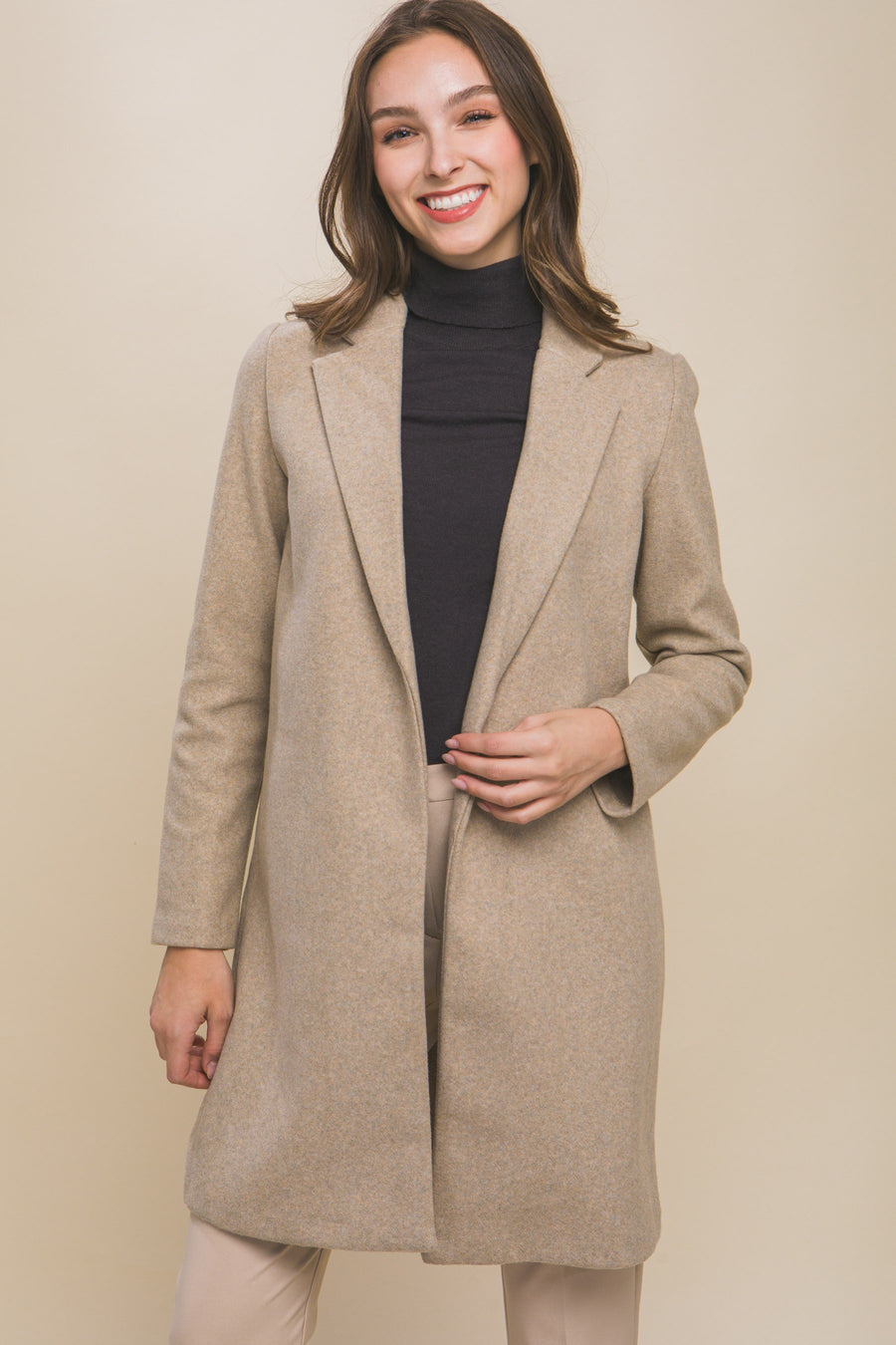 JACKIE FLEECE LONG LINE COAT | OATMEAL