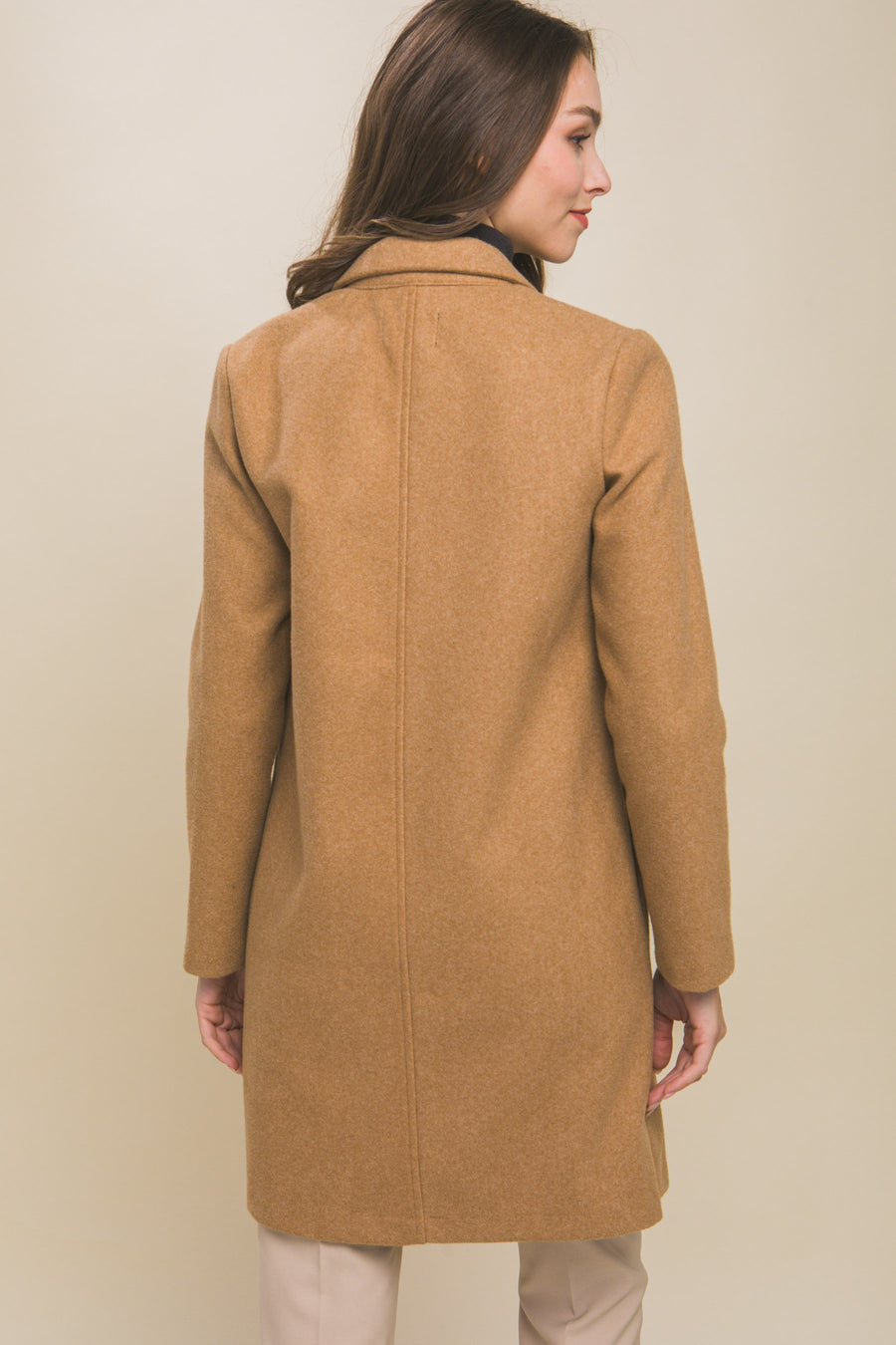 JACKIE FLEECE LONG LINE COAT | CAMEL