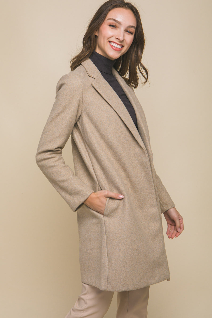 JACKIE FLEECE LONG LINE COAT | OATMEAL