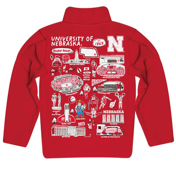(PRE-ORDER) NCAA HAND SKETCHED YOUTH/KIDS QUARTER ZIP | NEBRASKA