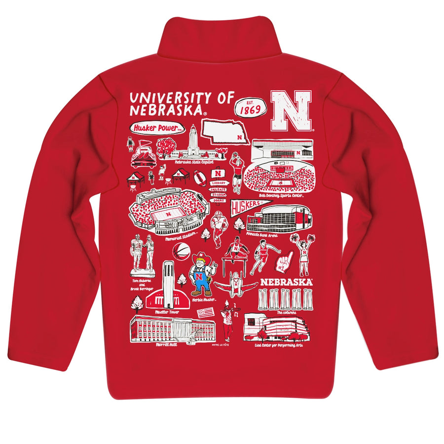 (PRE-ORDER) NCAA HAND SKETCHED YOUTH/KIDS QUARTER ZIP | NEBRASKA