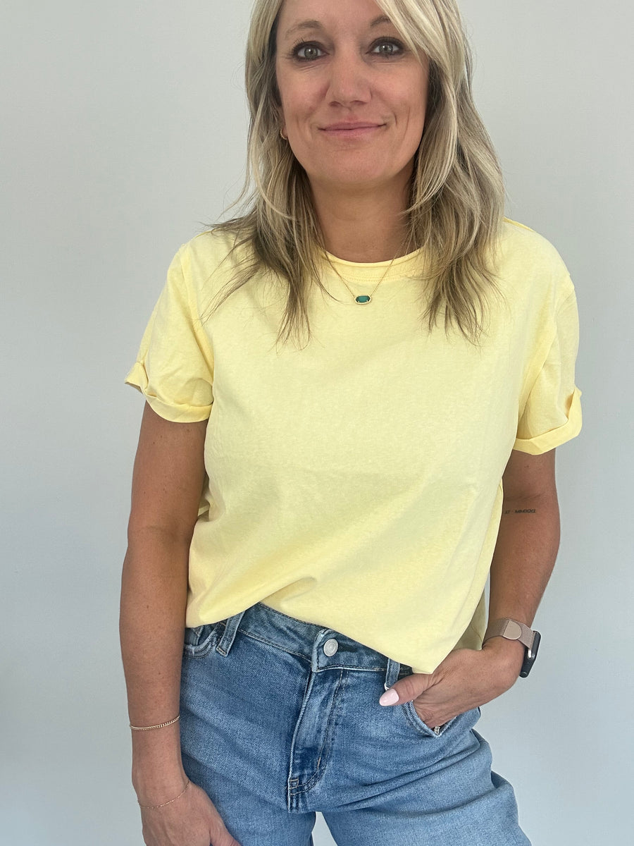 SAMARA ROLLED SLEEVE WOMEN'S TEE | LEMON