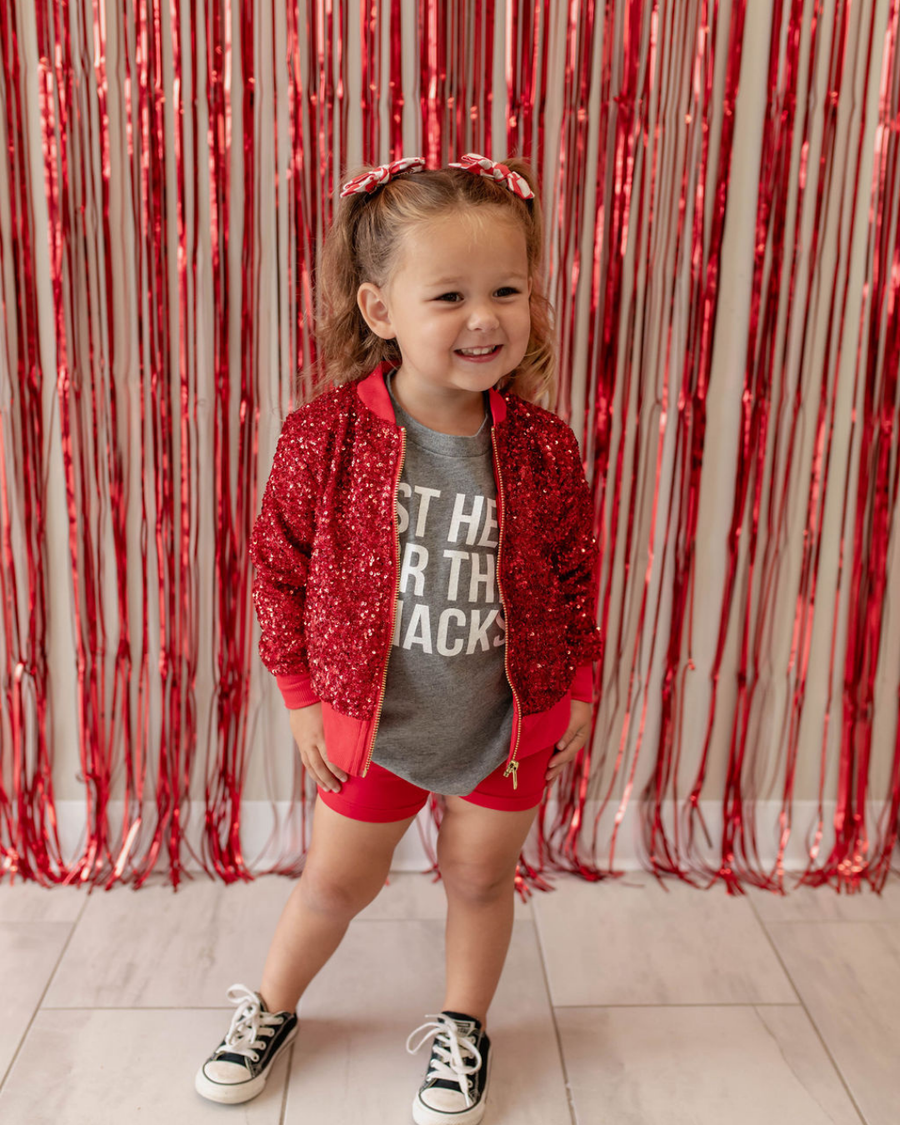 MILA + ROSE SASSY IN SEQUINS GIRLS BOMBER JACKET | RED