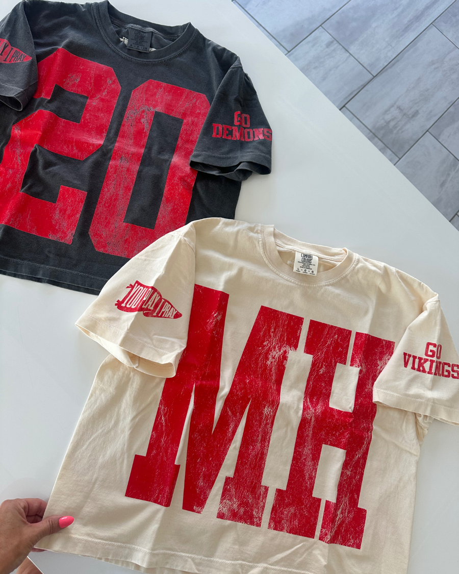 (PRE-ORDER) CUSTOM #1 FAN BOXY TEES | CREAM OR PEPPER