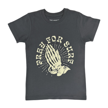 TINY WHALES PRAY FOR SURF KIDS TEE | FADED BLACK
