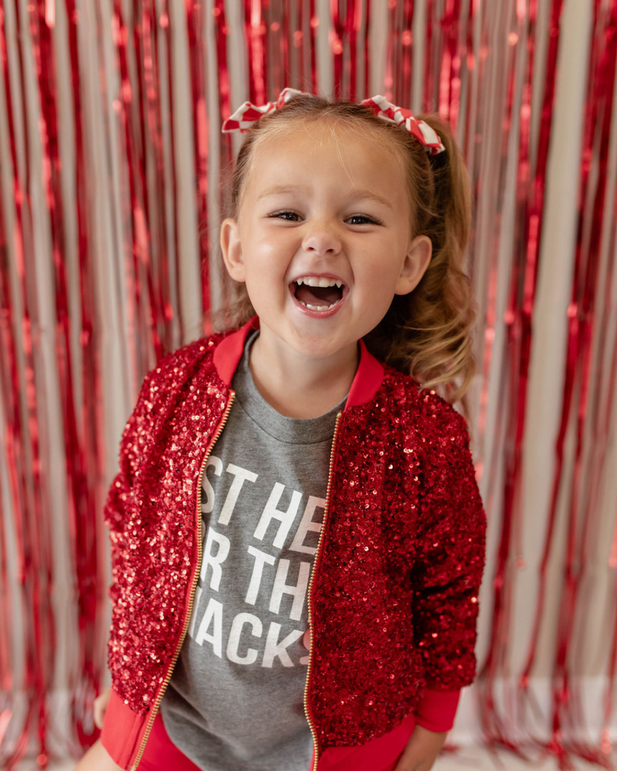 MILA + ROSE SASSY IN SEQUINS GIRLS BOMBER JACKET | RED