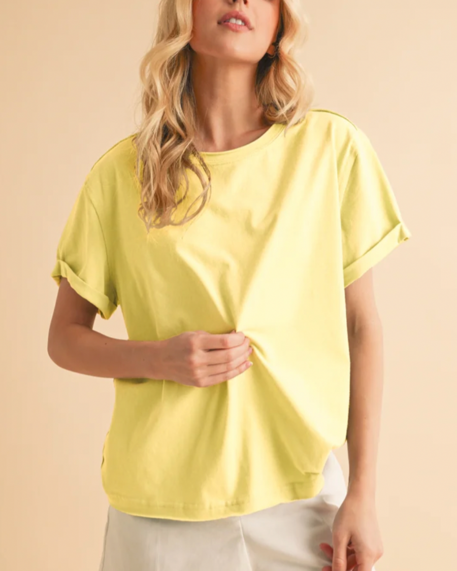 SAMARA ROLLED SLEEVE WOMEN'S TEE | LEMON