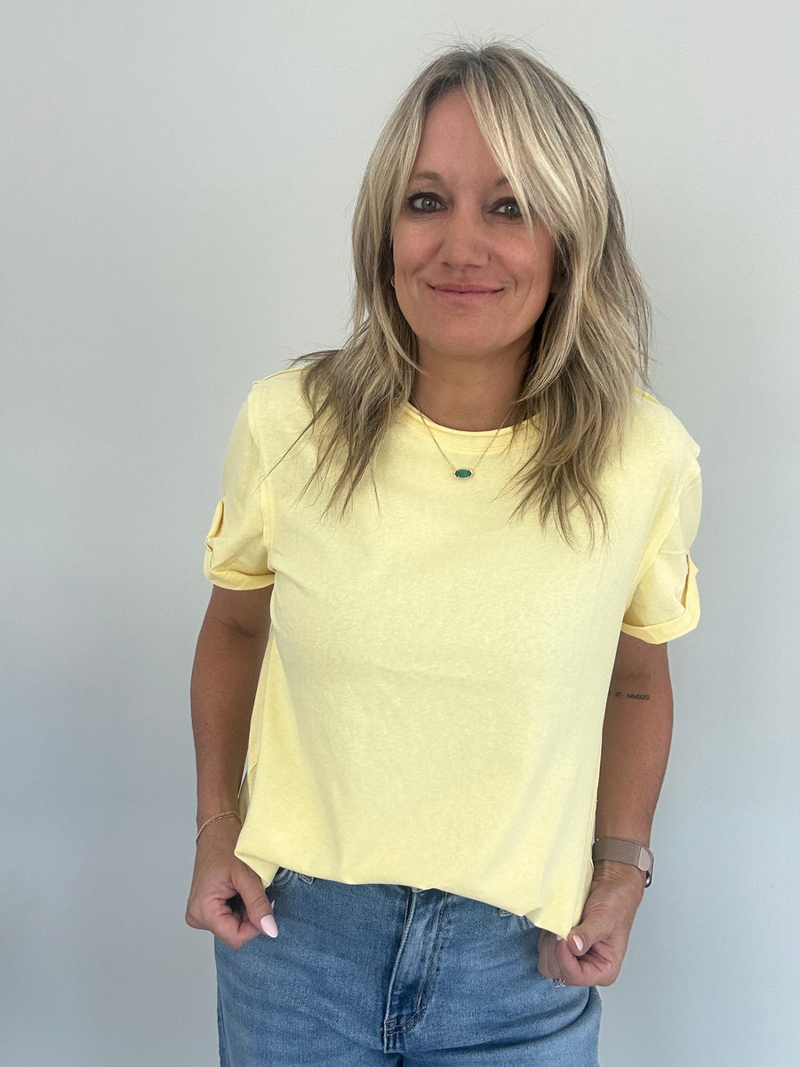 SAMARA ROLLED SLEEVE WOMEN'S TEE | LEMON