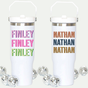 PERSONALIZED STAINLESS STEEL FLIP STRAW TUMBLERS | 30OZ