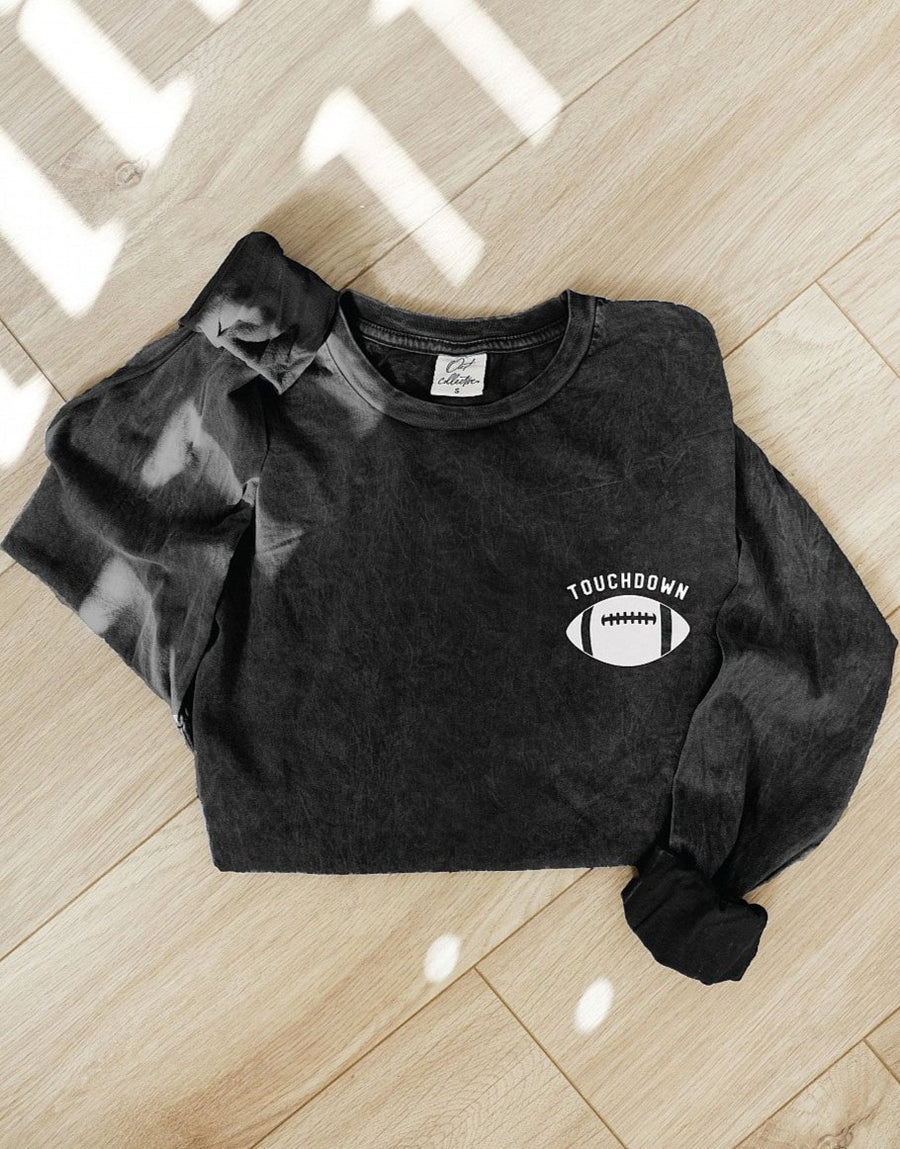 THE OC TOUCHDOWN MINERAL WASH LONG SLEEVE TEE | MINERAL BLACK