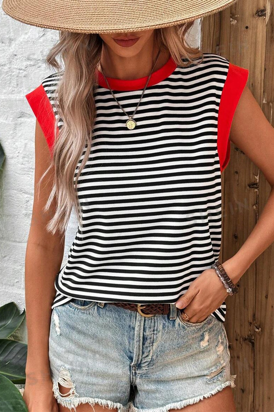 MAYA Stripe Colorblock Tank Top