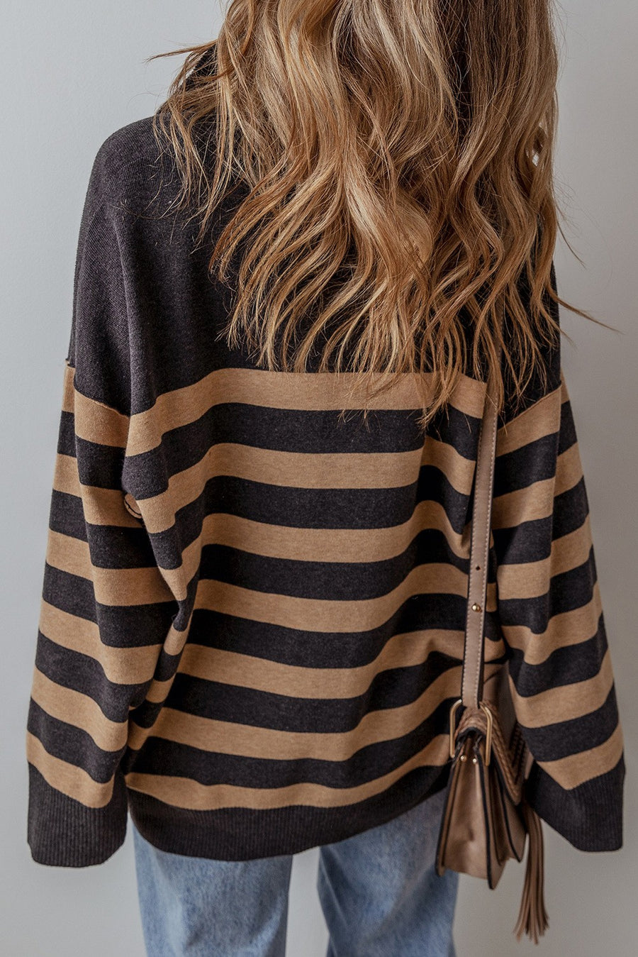 CASSANDRA Collared Quarter Zip Oversized Sweater