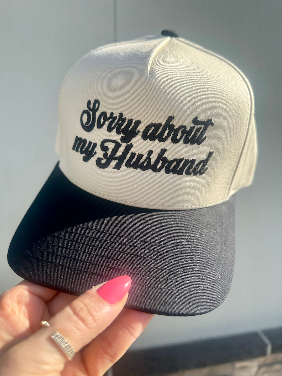 SORRY ABOUT MY HUSBAND SCRIPT HAT | BLACK