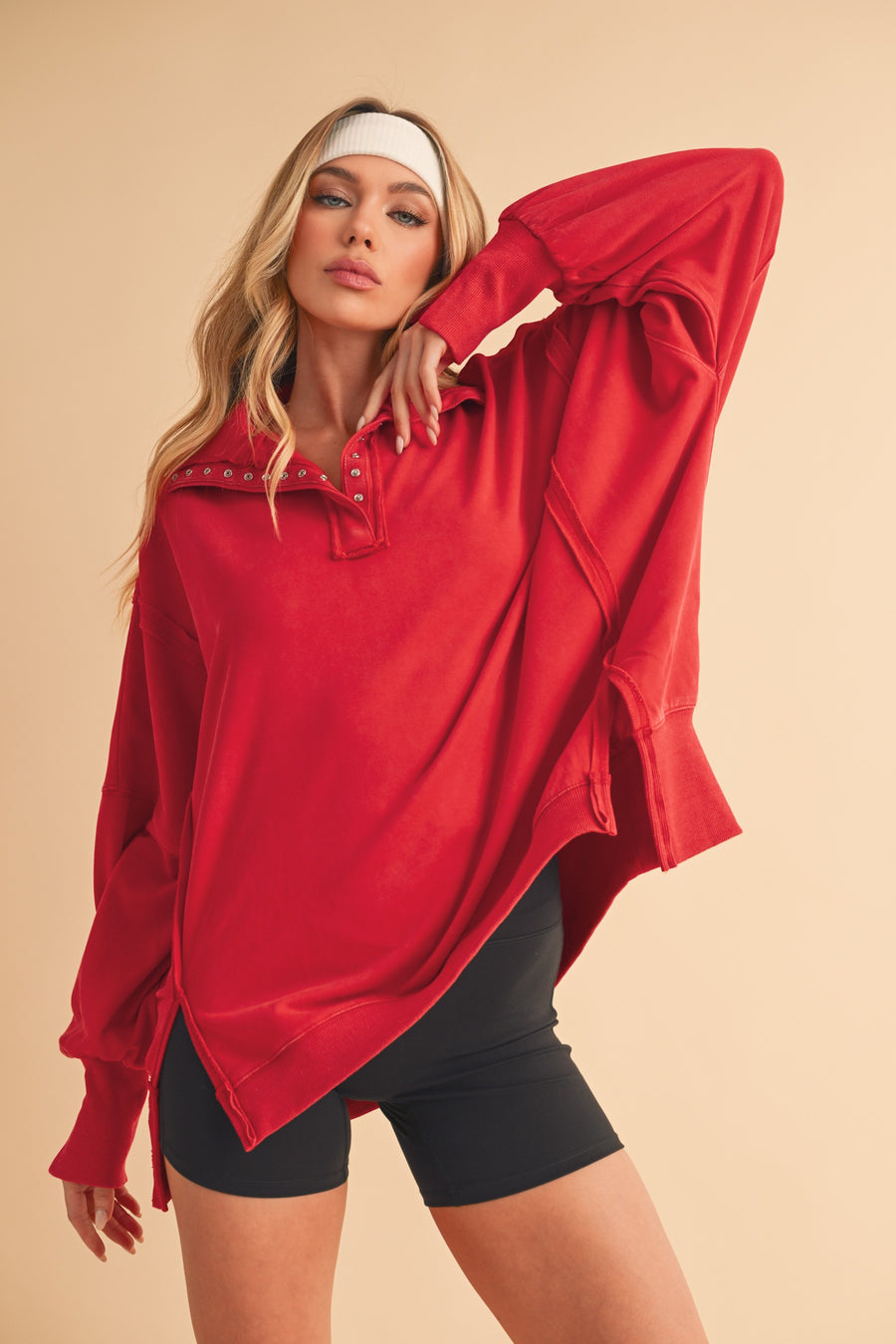 MAYA HENLEY WOMEN'S SWEATSHIRT | CHERRY RED
