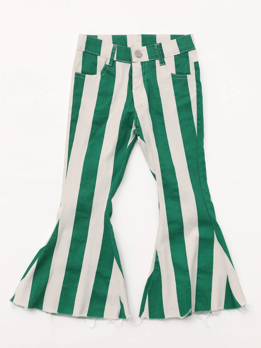 (PRE-ORDER) ALEXA STRIPED BELL BOTTOM DENIM JEANS | RED, GREEN OR GRINCH