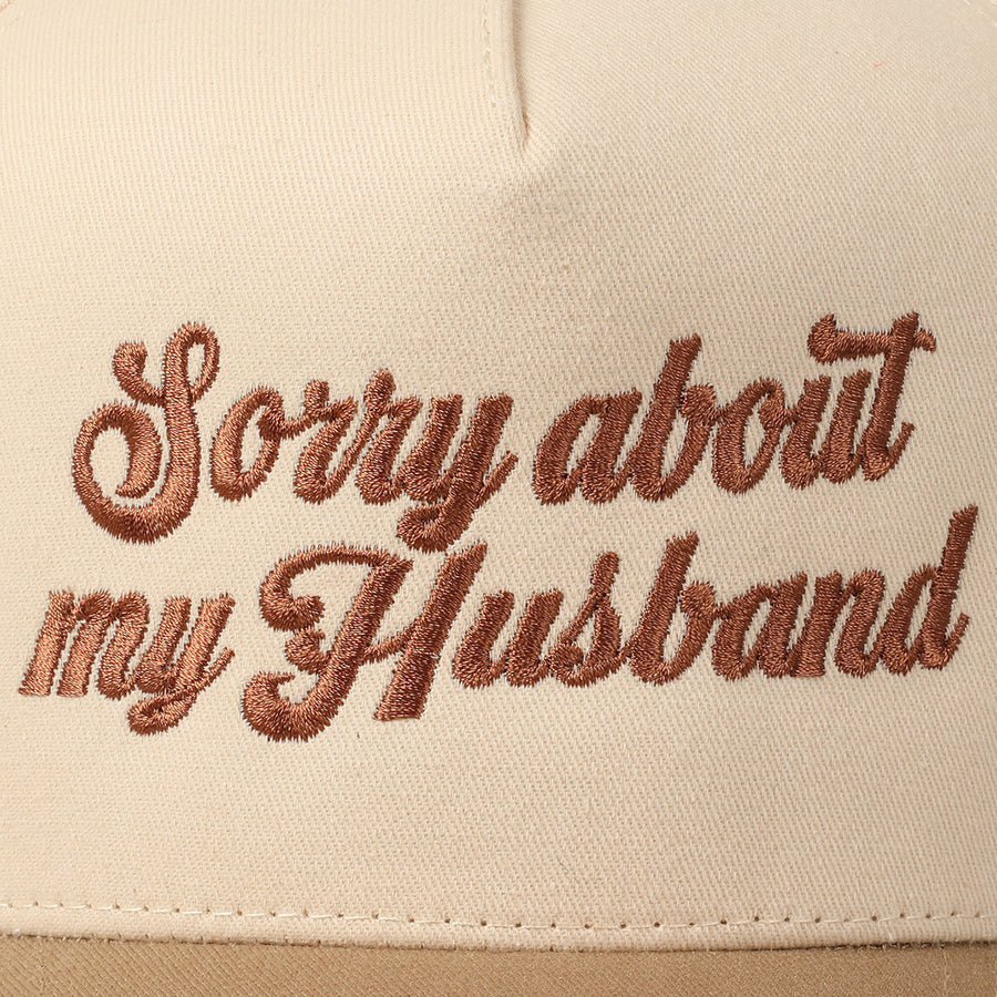 SORRY ABOUT MY HUSBAND SCRIPT HAT | BEIGE