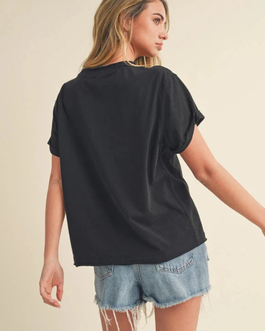 SAMARA ROLLED SLEEVE WOMEN'S TEE | BLACK