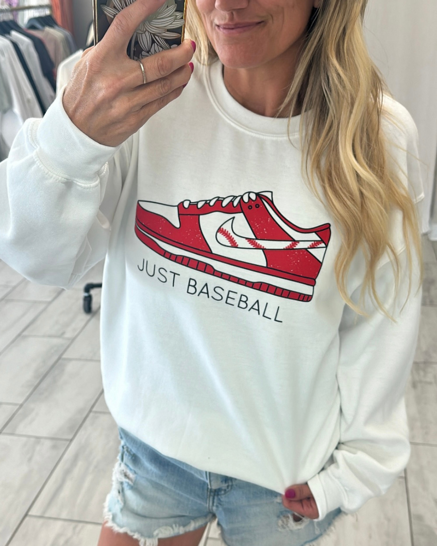 JUST BASEBALL WHITE SWEATSHIRT | WOMEN'S + YOUTH