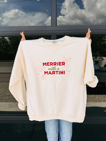 (PRE-ORDER) E+E MERRIER WITH A MARTINI WOMEN'S CHRISTMAS SWEATSHIRT