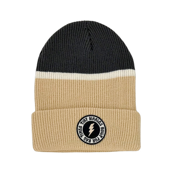 TINY WHALES HIGH VOLTAGE BEANIE | SAND/FADED BLACK