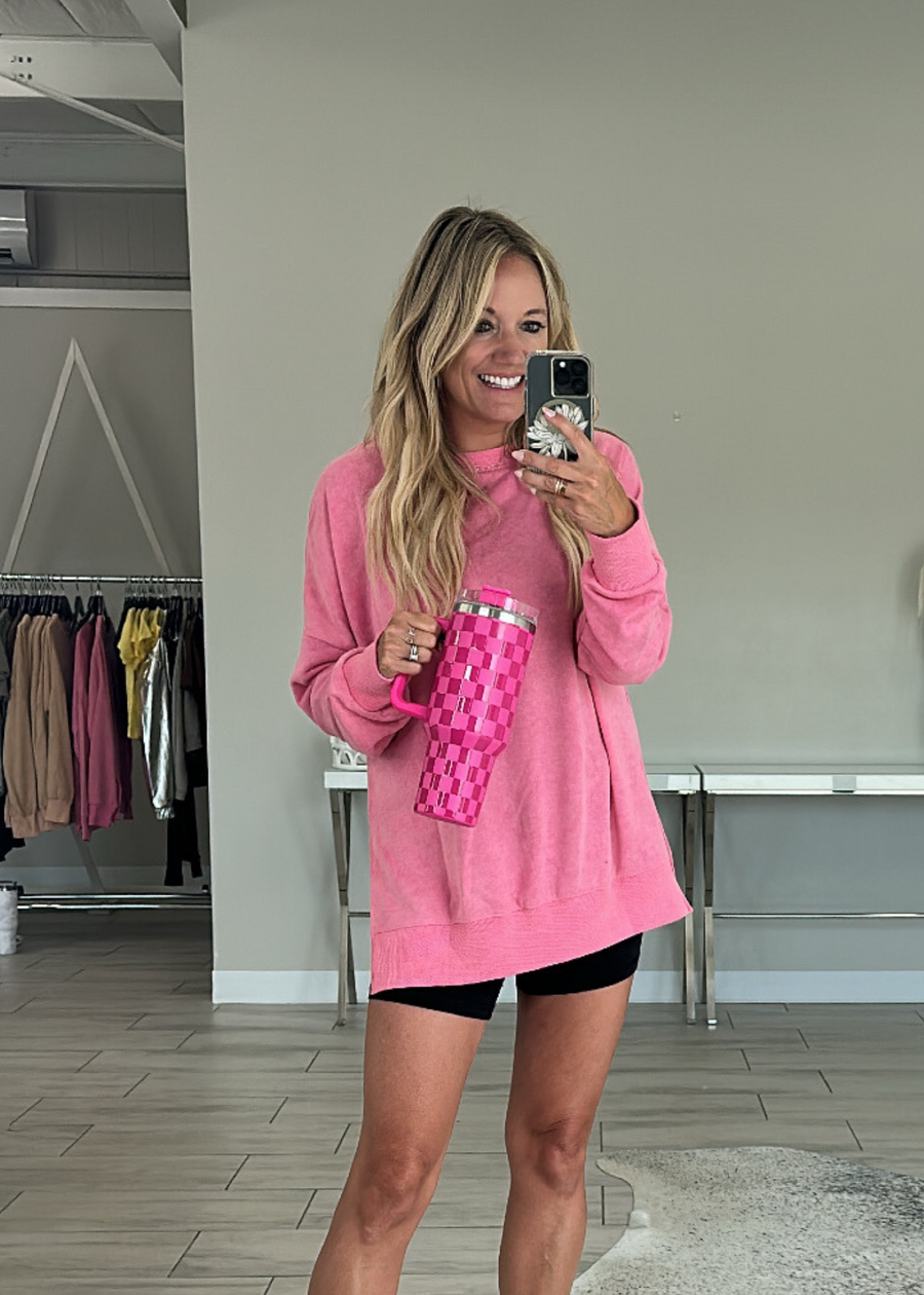 KORY MINERAL WASH WOMEN'S PULLOVER | BARBIE PINK