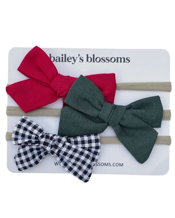 BAILEY'S BLOSSOMS 3-piece Linen Cotton Nylon Headband Set - Classic Christmas (COLLECTIVE)