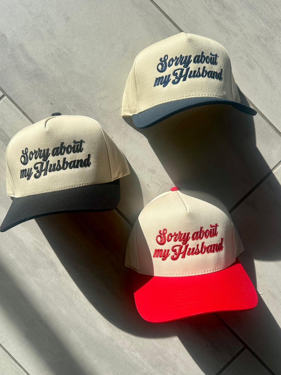 SORRY ABOUT MY HUSBAND SCRIPT HAT | BLACK