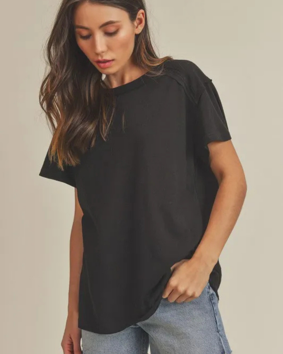 SAMARA ROLLED SLEEVE WOMEN'S TEE | BLACK