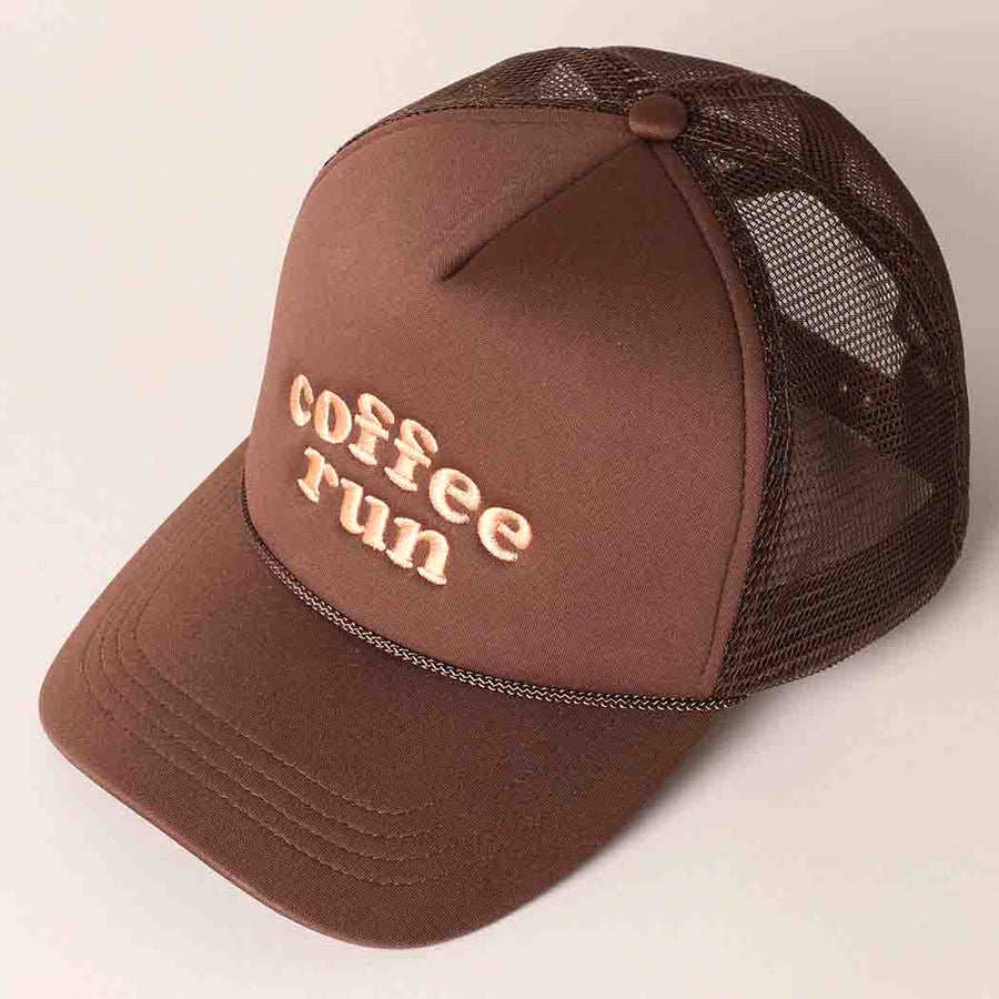 COFFEE RUN EMBROIDERED WOMEN'S HAT | BROWN