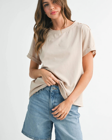 SAMARA ROLLED SLEEVE WOMEN'S TEE | OAT